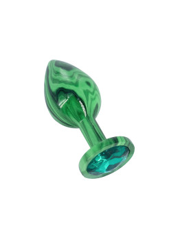 Эмалированная анальная пробка из алюминия с ярко зелёным кристаллом