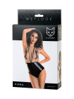 Боди Glossy Kiara из материала Wetlook, черное, L, XL