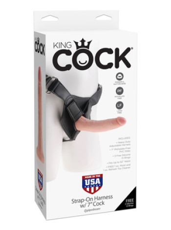 Страпон Harness со съемной насадкой на регулируемых ремнях King Cock 7 Pipedream, длина 17.80 см, диаметр 4.10 см 