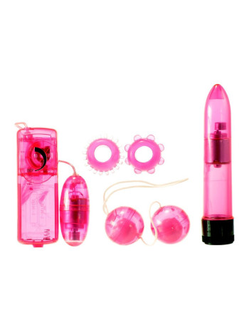 Вибромассажер для пар в наборе с насадками Me You Us Classic Crystal Couples Kit Pink