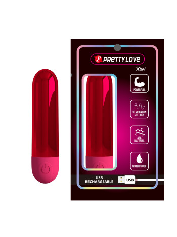 Вибропуля Kiwi, красная Baile Pretty Love, c вибрацией, длина 8.00 см, диаметр 1.80 см 